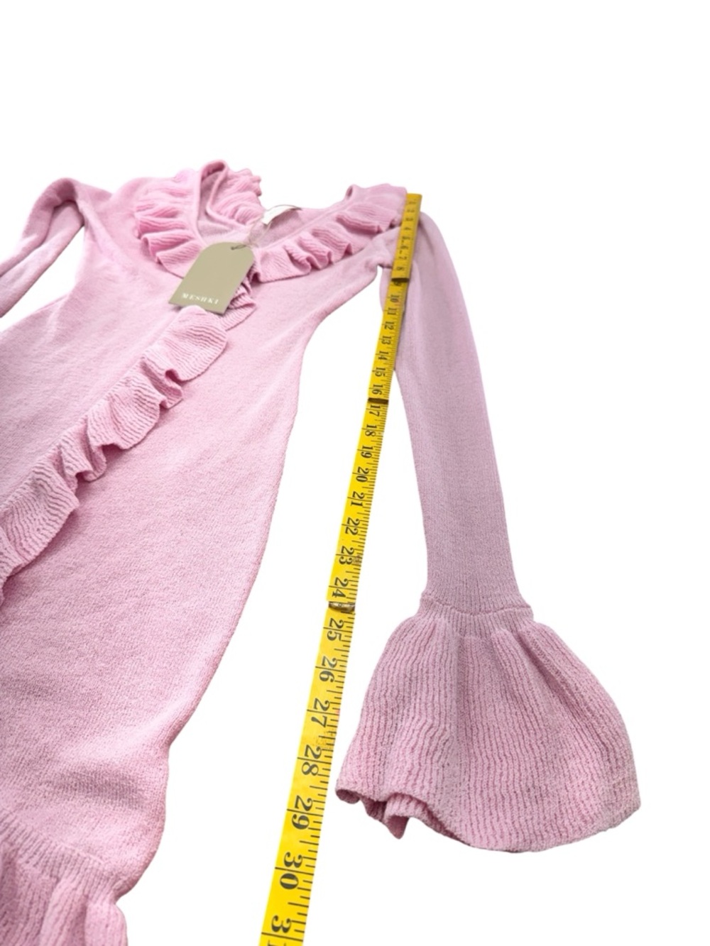 Pink Ruffle V-Neck Knit Mini Dress - Picture 8 of 13